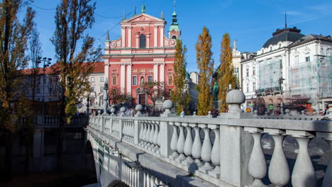 Ljubljana-Tromostovje-&-Church-Scenery